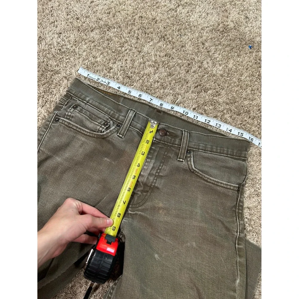 Levis 511 Slim Fit Jeans 32x32 Olive Green Faded Denim Pants Distress Workwear